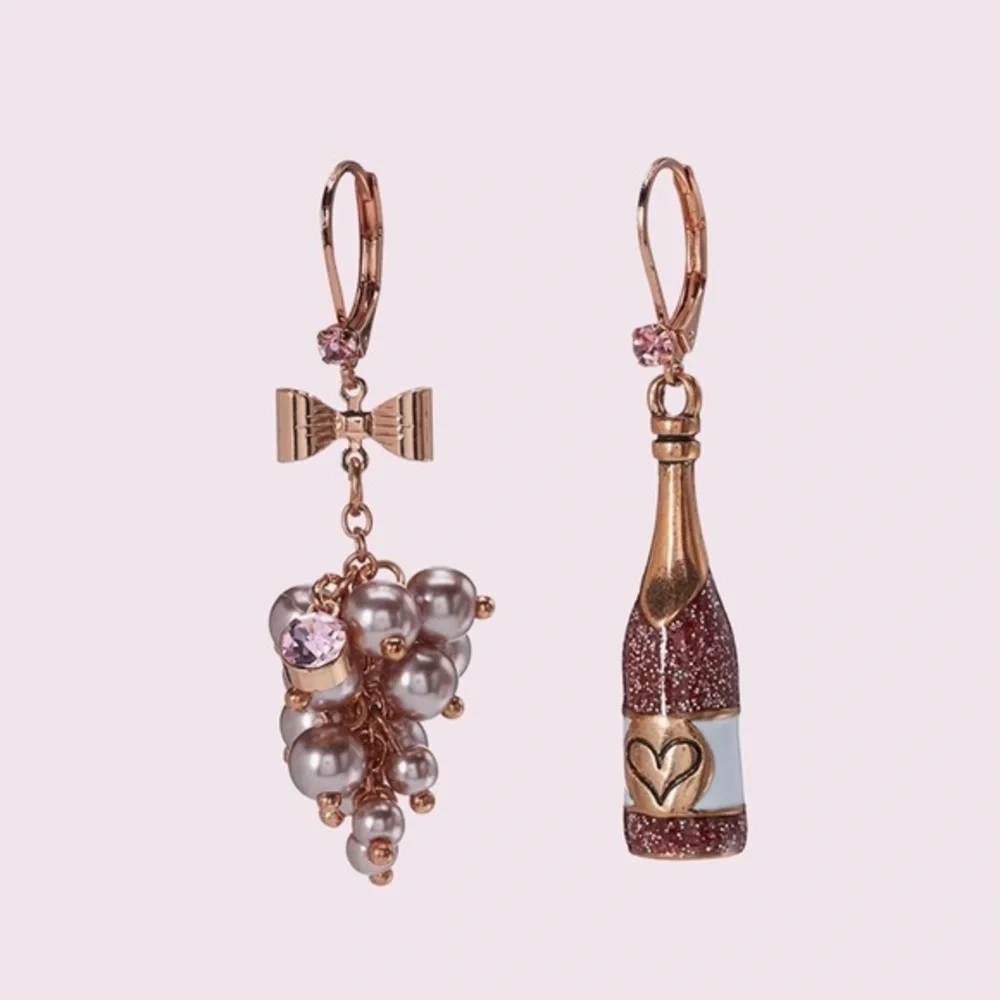 Betsey Johnson Non-Matching Champagne Earrings